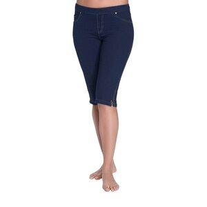 Pajama Jeans Lightweight Knee Length Pull On Stretchy Shorts Dark Blue Size XXS